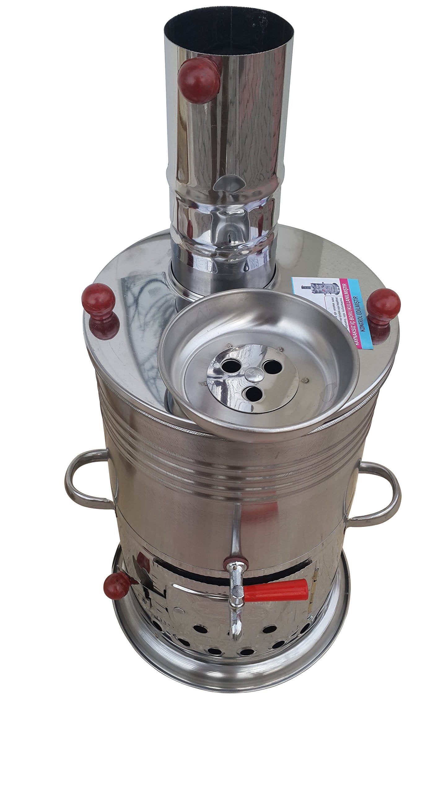 Semaver - Turkish Tea Maker Kettle with single taps -Silver color-chrome & tea makerFree Energy Water Heater Camping Hiking Hunting BBQ Semavor by TURK-SELL