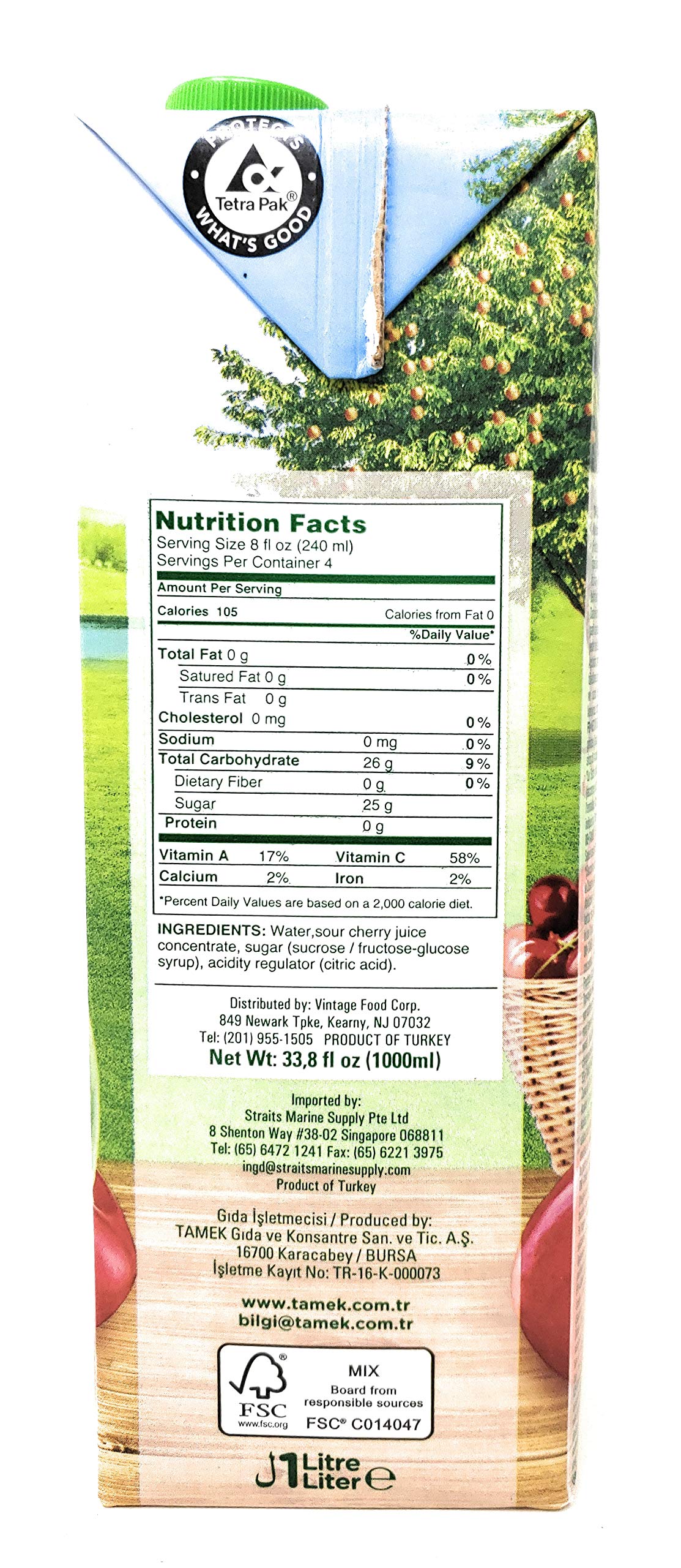Tamek Sour Cherry Nectar Juice (2 Pack, Total of 67.6oz)