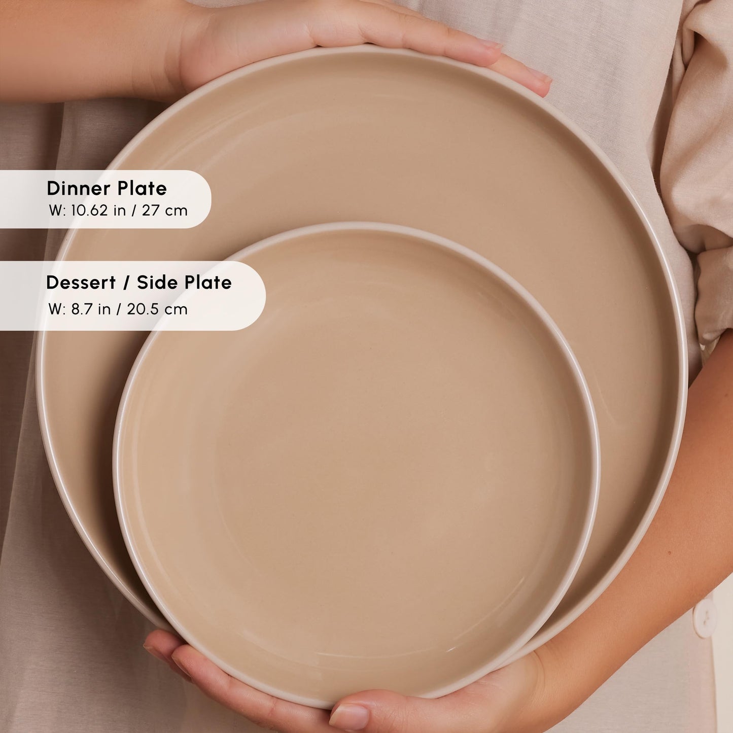 Karaca Terra Stoneware Dinnerware Sets for 8 People, Microwave & Dishwasher Safe Dinner Set, Soft Cream Color, Elegant & Durable Dinnerware Set, Plates and Bowls Sets with Platters & Shakers, 36-Piece