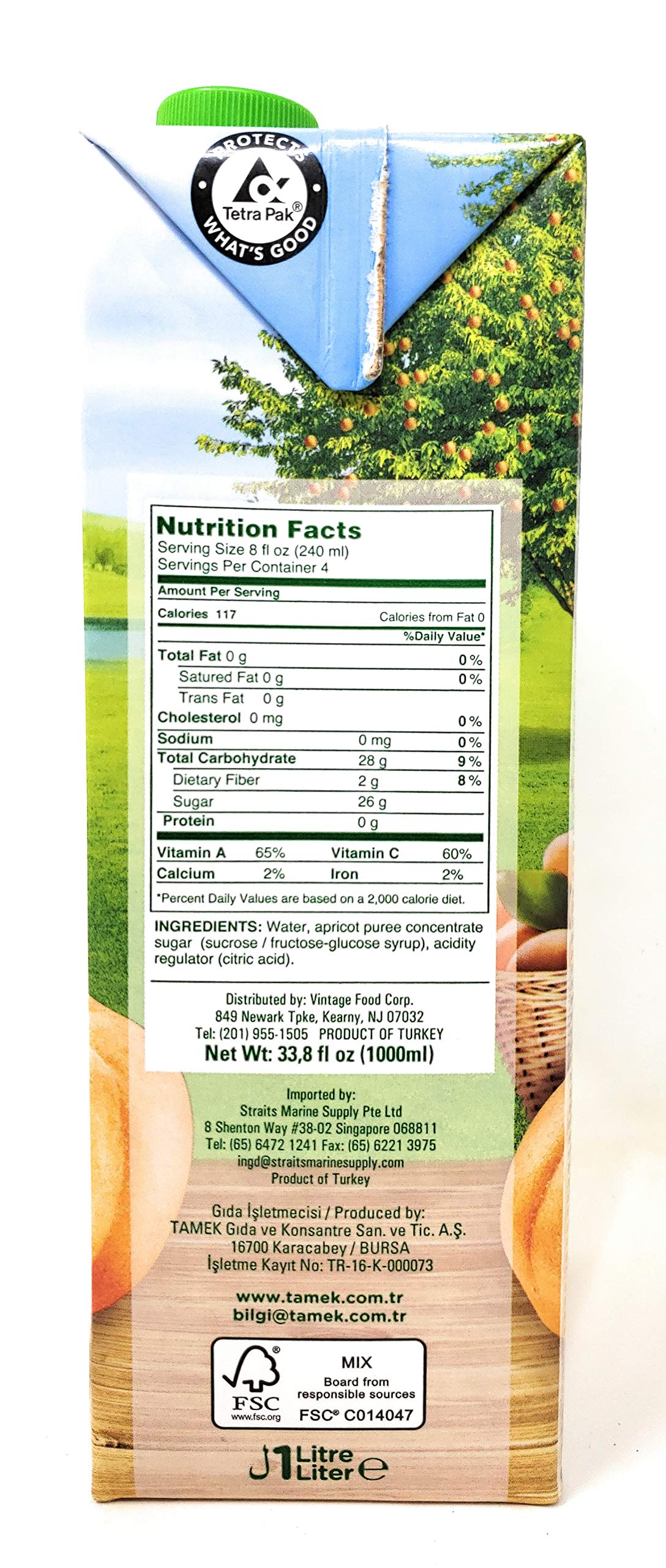 Tamek Apricot Nectar Juice (2 Pack, Total of 67.6fl.oz)