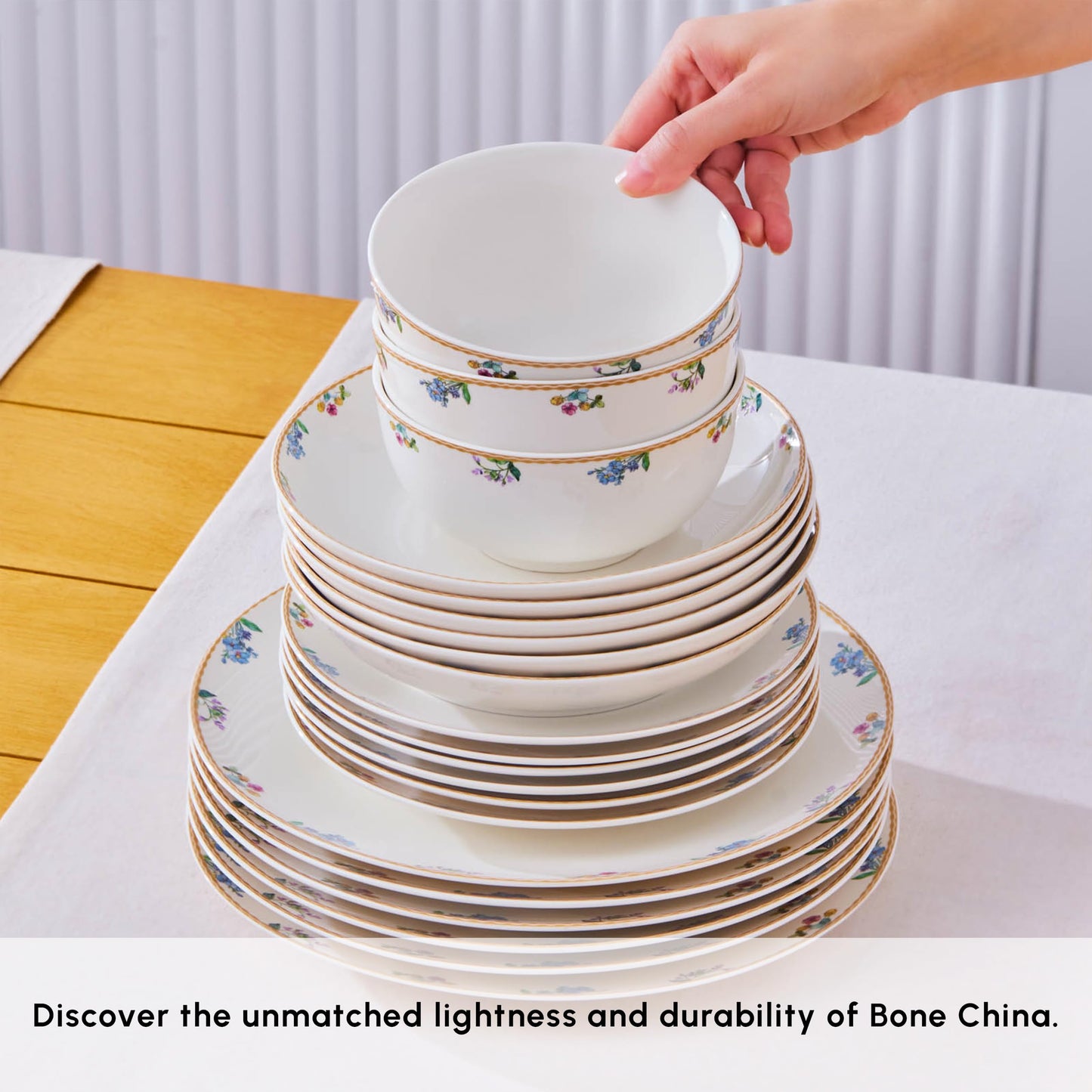 Karaca New Brillo Dinnerware Sets for 12 People, Modern Design, New Bone China Dinner Set, Kitchen Plates Bowls Set with Serving Plates, Salt & Pepper Shakers, Toothpick Holder, 53-Piece