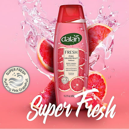 Dalan Natural Extracts Body Wash, with Fresh Pink Grapefruit & Aloe Vera & Sea Minerals, 15.2 fl oz (3 Pack, Grapefruit)