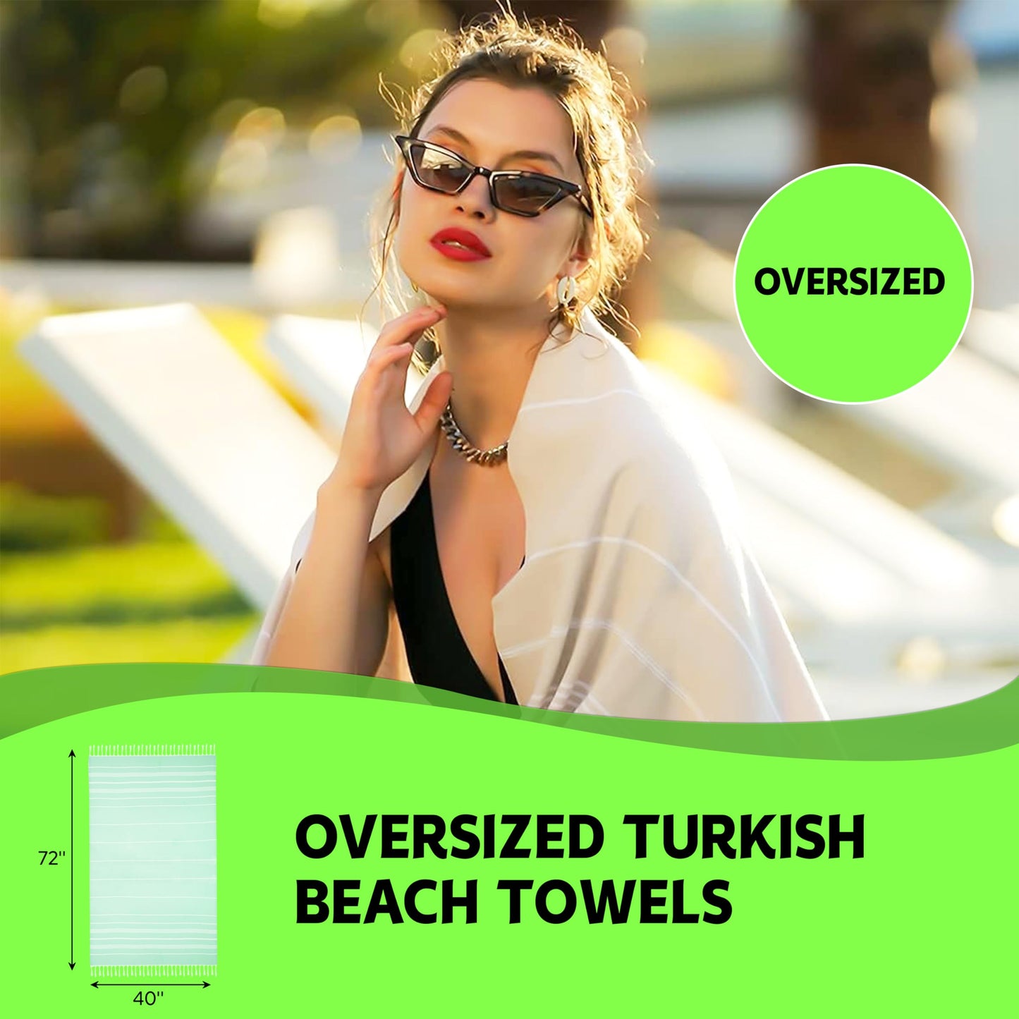 HAVLULAND |Pack of 2| Turkish Beach Towels Oversized 39x71, 100% Turkish Cotton Sand Free Quick Dry Absorbent Towel Travel Blanket for Adults Beach Gift Beach Essentials - Burgundy