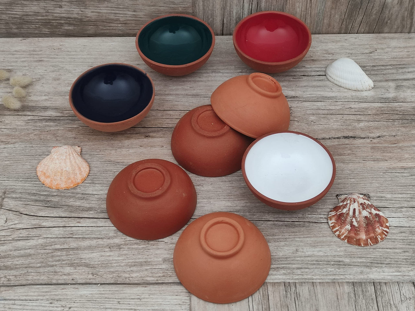 Ayennur Turkish Terracotta Pinch Charcuterie Ceramic Bowls Set of 8-3.15 Inch(8cm)-3.5 (oz),Dipping Sauce Dish Prep Condiments Small Tiny Bowls (Multi 6)