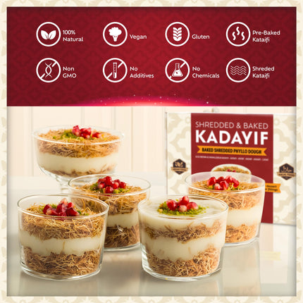 Eastanbul Baked & Shedded Kataifi for Milk Pudding, Crushed Kataifi, Shredded Fillo Dough, Katifi Pudding Kadaifi Sprinkles Katafi Topping, Kadayif Pastry Dough for Dubai Chocolate, 250g (8.8oz)