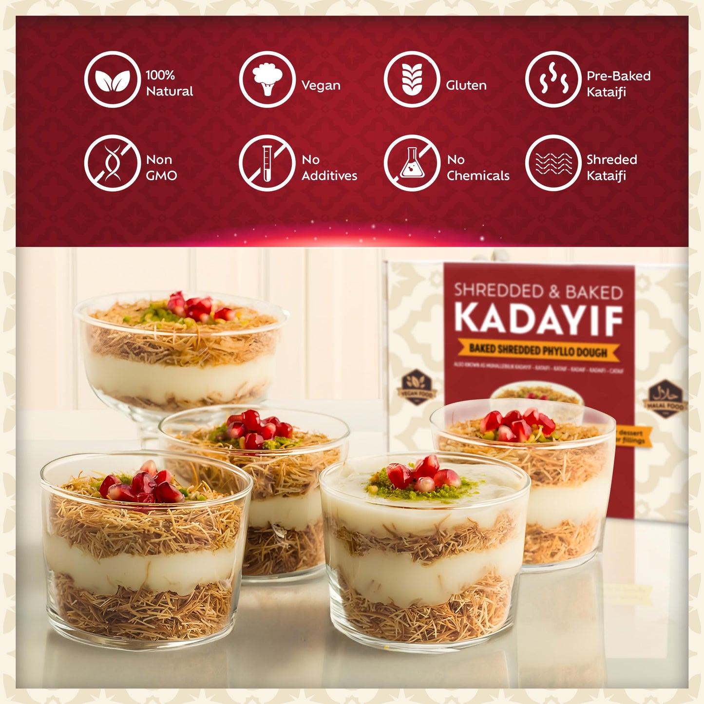 Eastanbul Baked & Shedded Kataifi for Milk Pudding, Crushed Kataifi, Shredded Fillo Dough, Katifi Muhallebi Kadaifi Sprinkles Katafi Topping, Kadayif Pastry Dough for Dubai Chocolate, 250g (8.8oz)