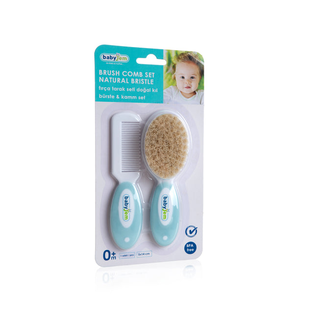 Babyjem brush comb set natural bristle