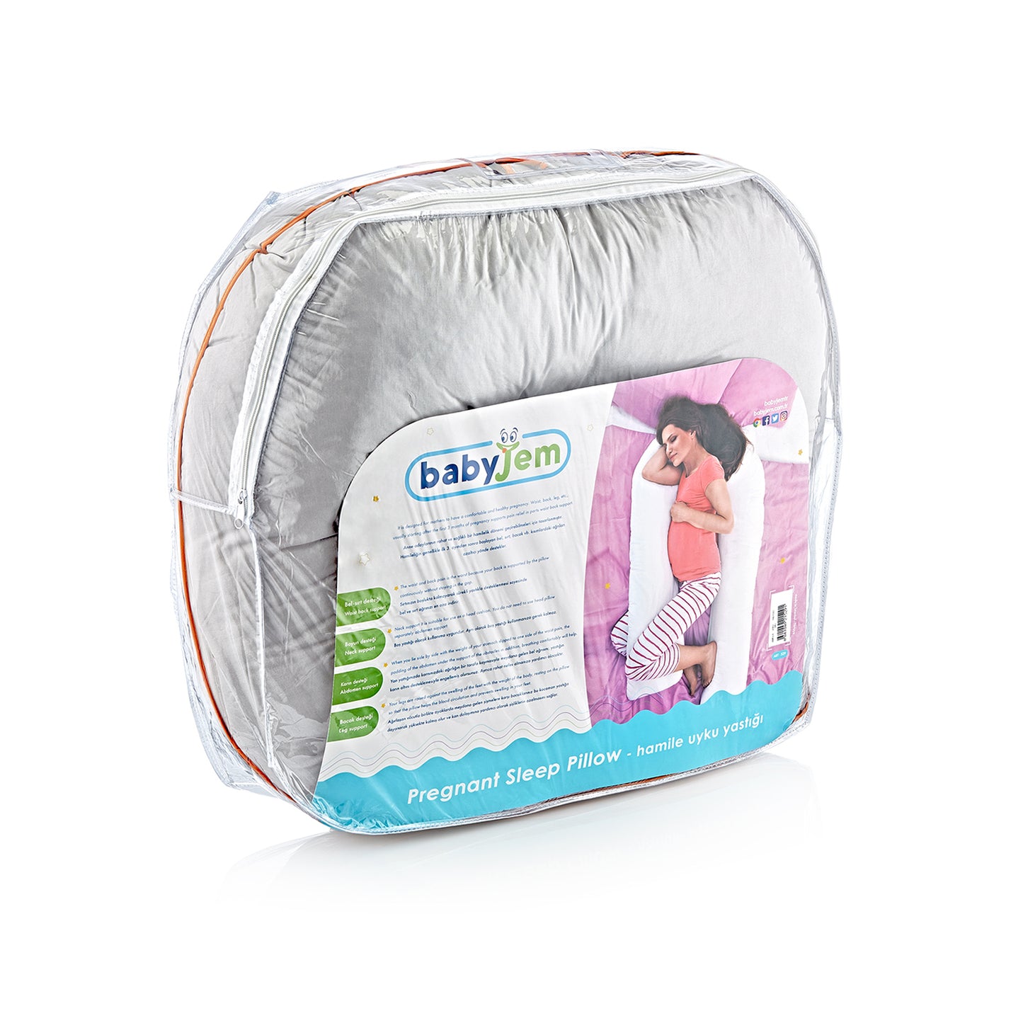 Babyjem pregnant sleeping pillow grey