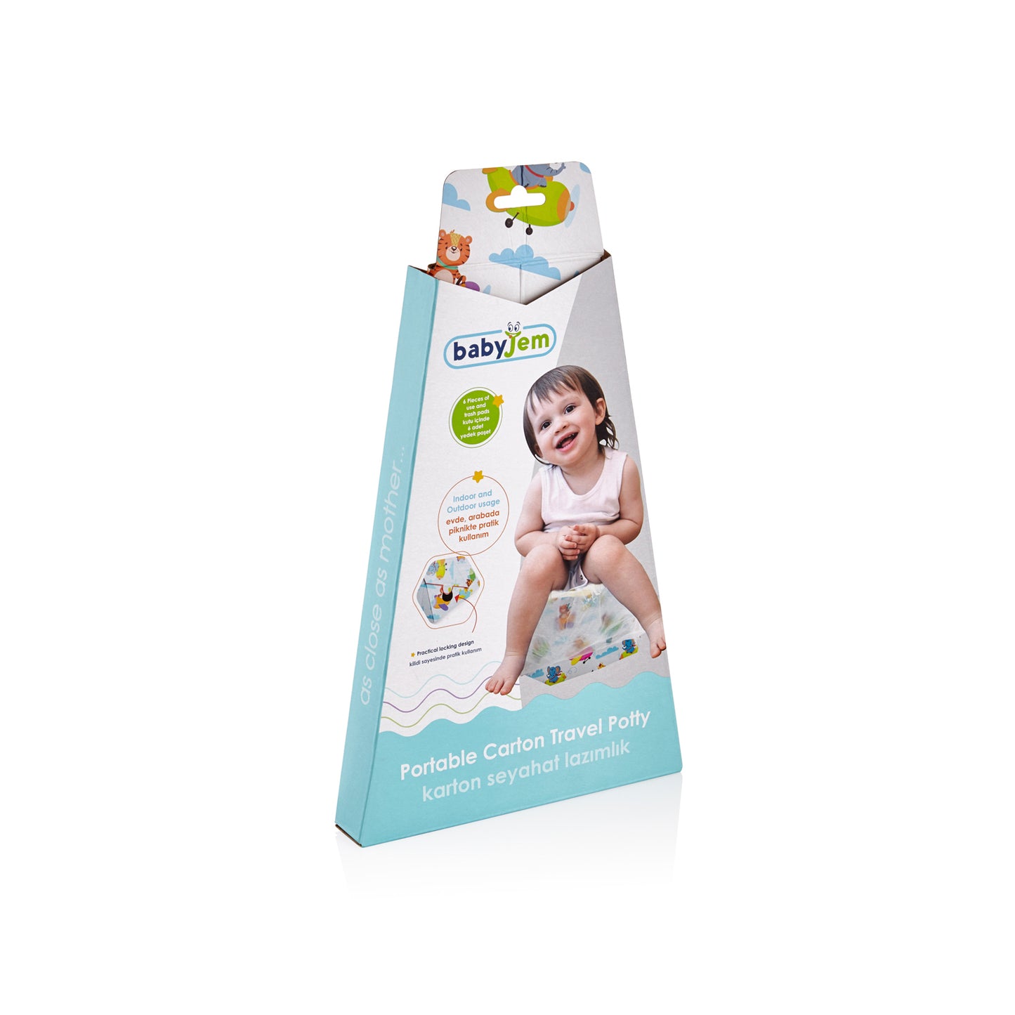 Babyjem portable carton travel potty with free 6 trash pods