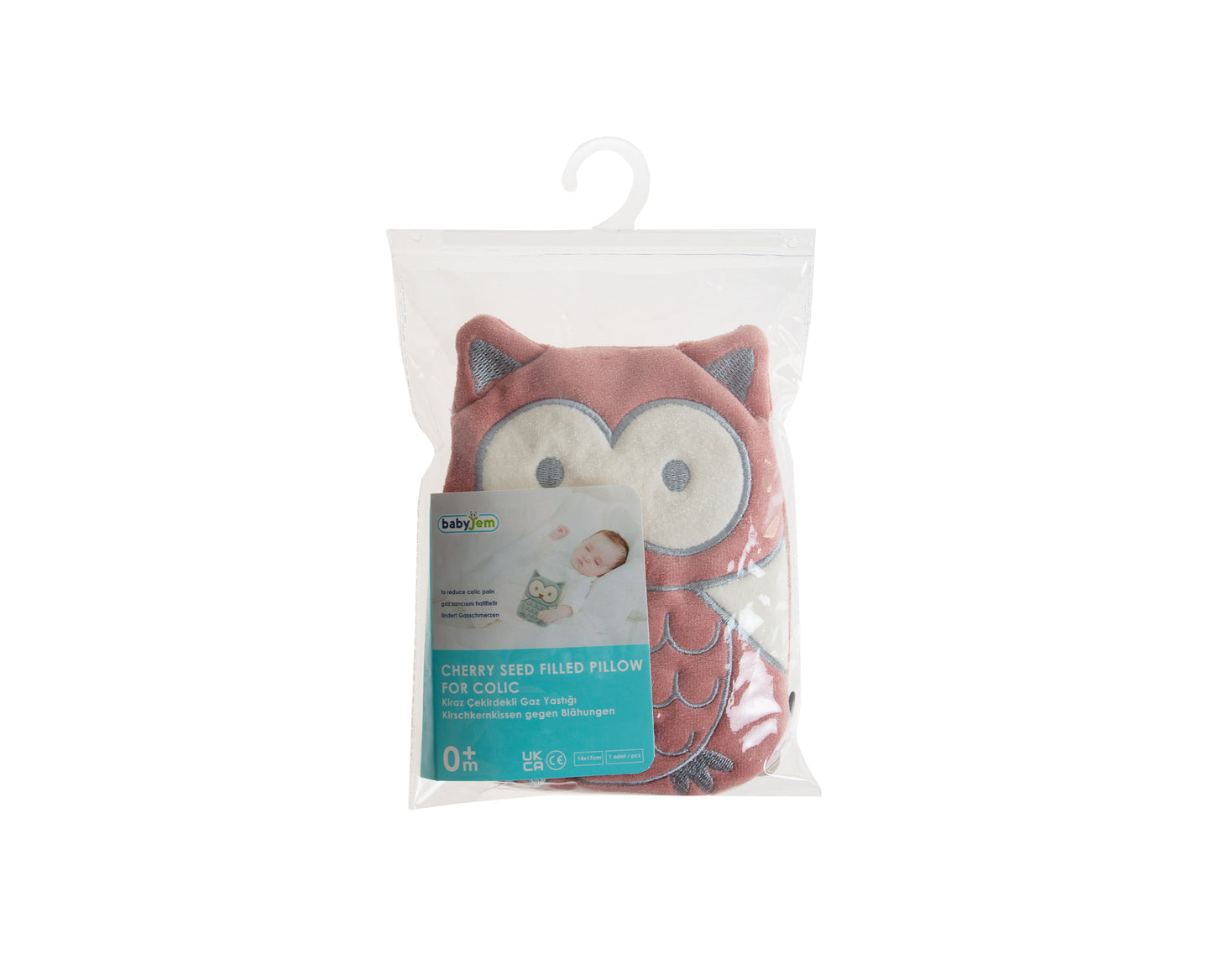 Babyjem velvet colic pillow with cherry core bag owl