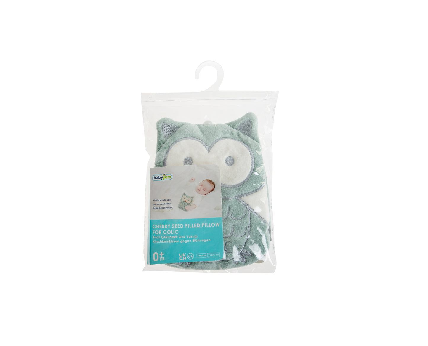 Babyjem velvet colic pillow with cherry core bag owl