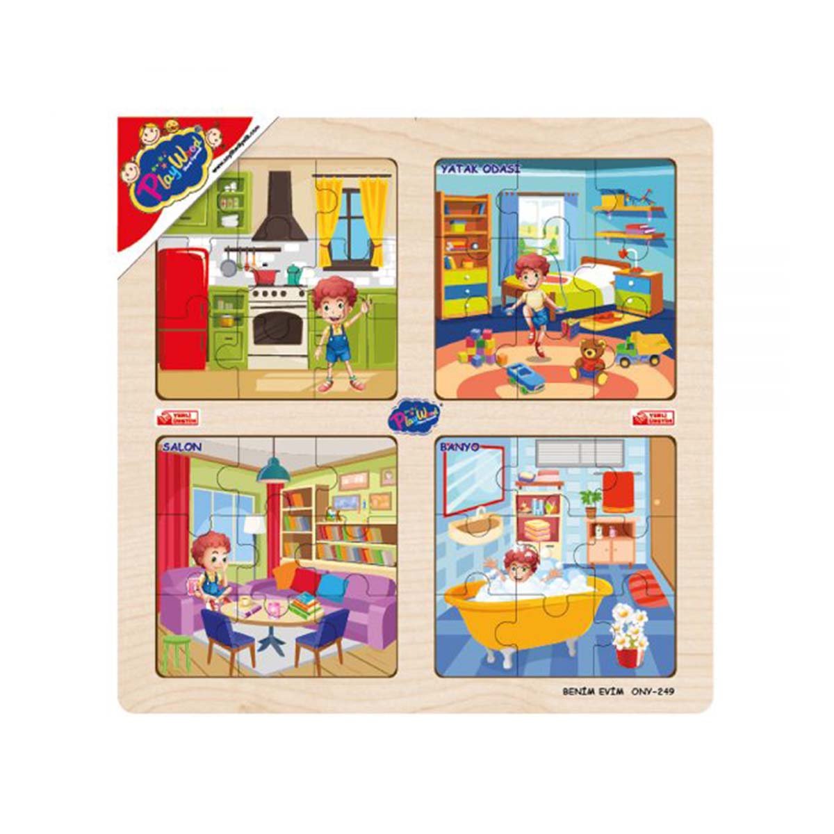 Wooden Educational 4-Piece Puzzle