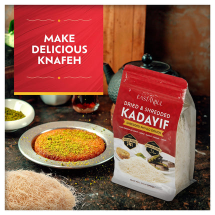 Eastanbul Dried & Chopped Kataifi Shredded Fillo Dough, Dried Kadayif Pastry Dough, Ingredient for The Viral Dubai Pistachio Chocolate Bar, Shredded Phyllo, Kunafa, Knafeh, Katifi, 170g (6oz)