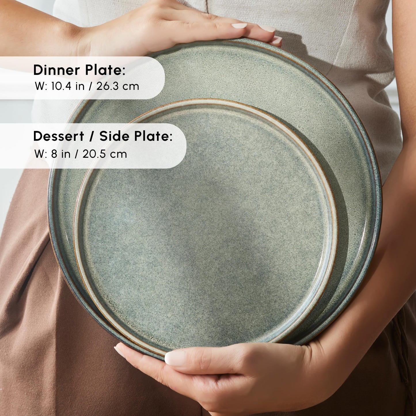 Karaca New Skal Dinnerware Sets for 6 People, Modern Design, Stoneware Dinner Set, Kitchen Plates Bowls, Reactive Glaze, 18-Piece Dish Set, Dishwasher & Microwave Safe