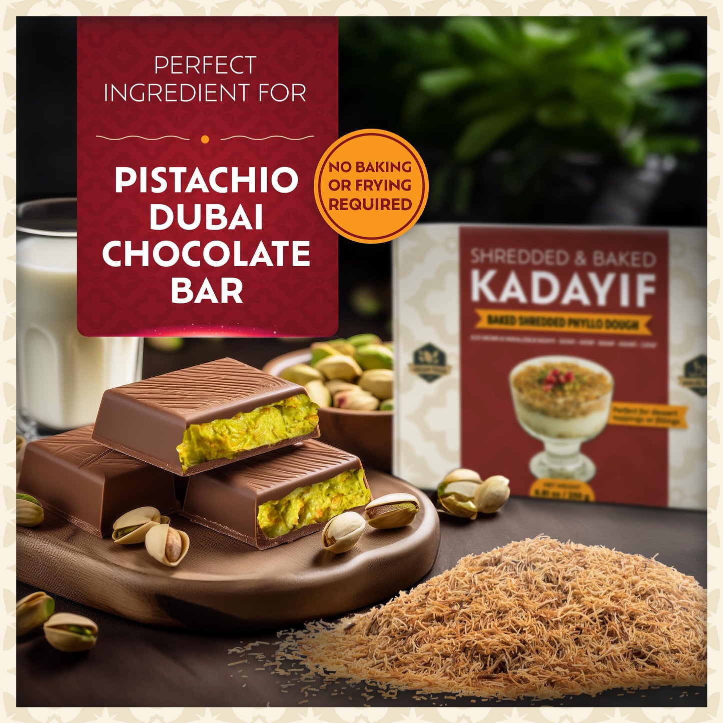 Eastanbul Baked & Shedded Kataifi for Milk Pudding, Crushed Kataifi, Shredded Fillo Dough, Katifi Muhallebi Kadaifi Sprinkles Katafi Topping, Kadayif Pastry Dough for Dubai Chocolate, 250g (8.8oz)