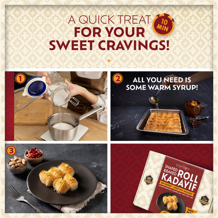 Eastanbul Kataifi Rolls Kataifi Shredded Fillo Dough (Syrup not included) Twisted Kadayif Pastry Dough, From Staple Syrup Sweetened Dessert, Ingredient for Dubai Chocolate, Shredded Wheat Cereal, 300g