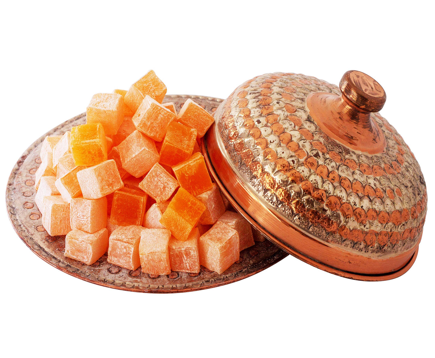 Cerez Pazari Turkish Delight with Orange Flavor 454 gr Gourmet Medium Size Snacks Gift Box | No Nuts Sweet Luxury Traditional Confectionery Vegan Soft Candy Dessert Glucose Free Lokum Approx.42 Pcs