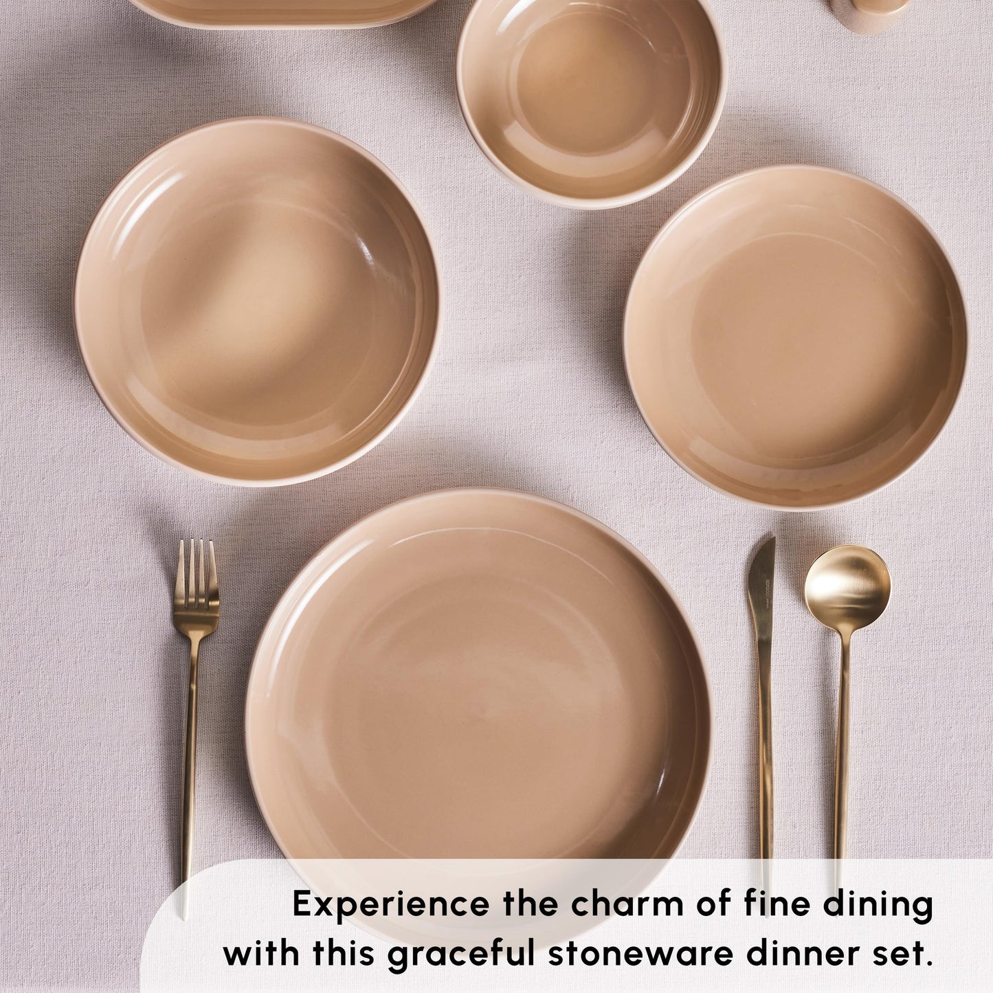 Karaca Terra Stoneware Dinnerware Sets for 8 People, Microwave & Dishwasher Safe Dinner Set, Soft Cream Color, Elegant & Durable Dinnerware Set, Plates and Bowls Sets with Platters & Shakers, 36-Piece