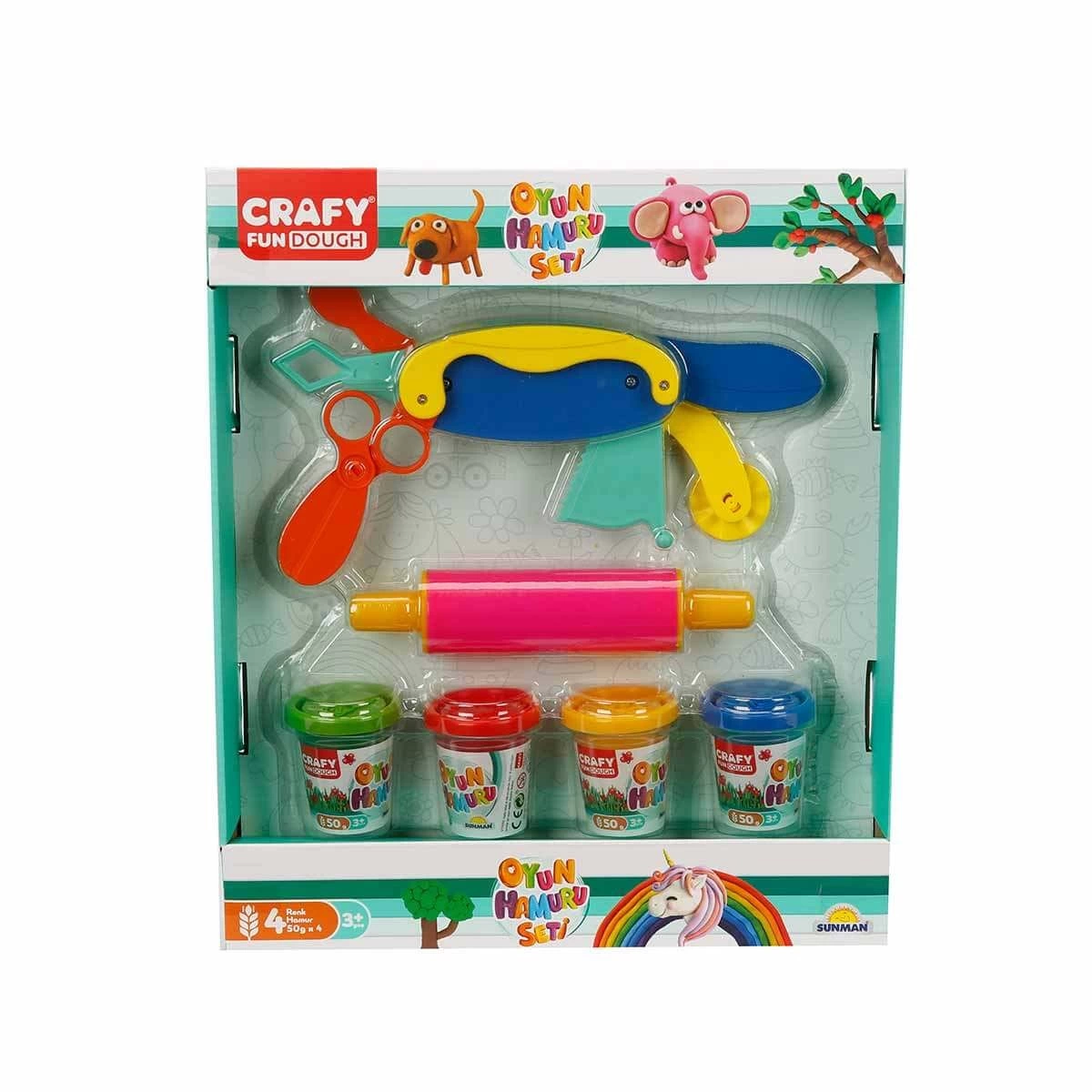 Play Dough Shaping Set 200 gr 6 Piece Pink Rolling Pin