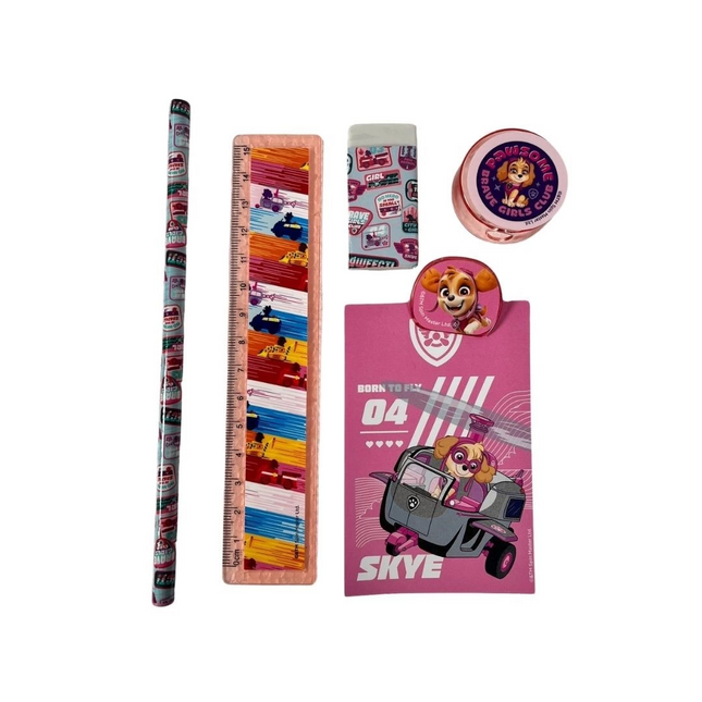 Paw Patrol 7 Piece Stationery Set with Metal Pencil Holder