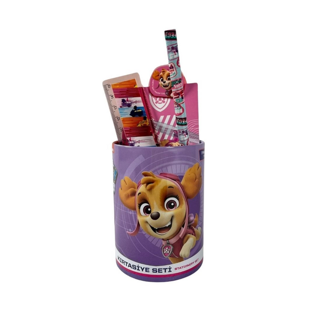 Paw Patrol 7 Piece Stationery Set with Metal Pencil Holder