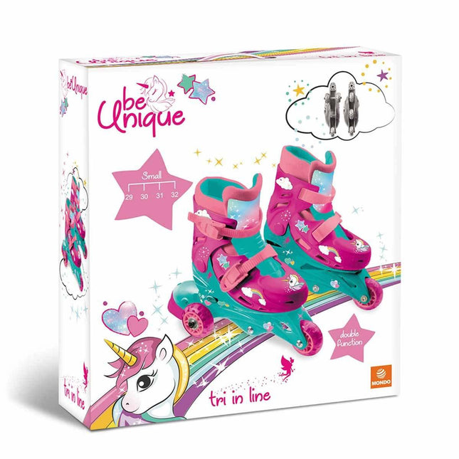 Unicorn Patterned Inline 3-Wheeled Skates