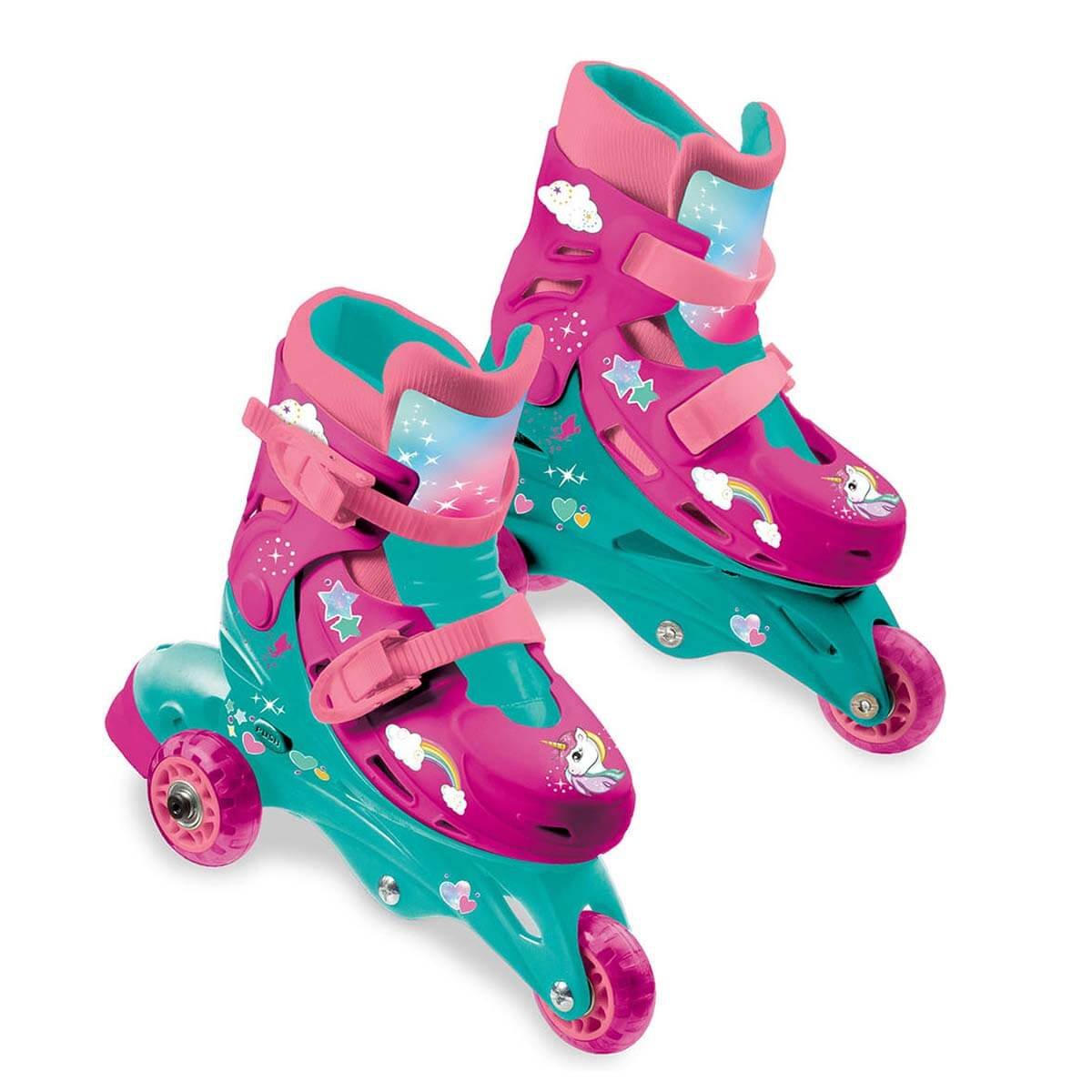 Unicorn Patterned Inline 3-Wheeled Skates