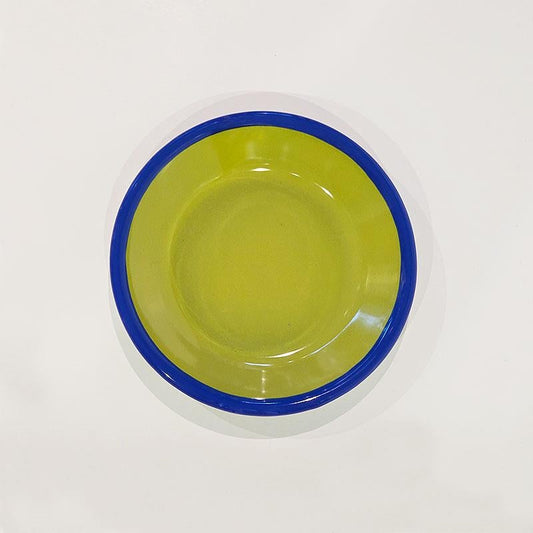 Enamel Plate 12 cm Pistachio Green Cord Cobalt