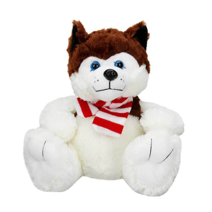 Sunman Sitting Husky Plush Dog with Scarf 30 cm
