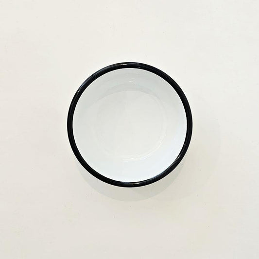 Enamel 12 cm Bowl White Cord Black