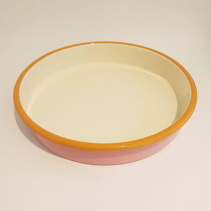 Enamel Round Baking Tray Pink