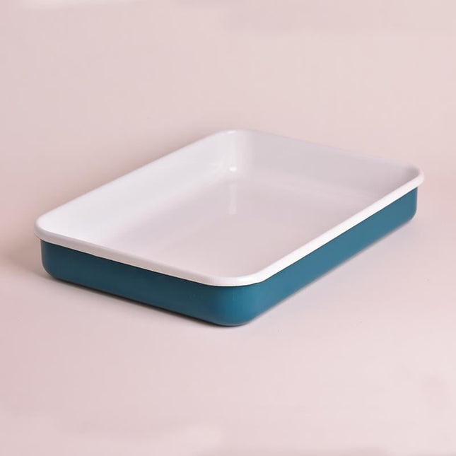 Enamel Rectangular Baking Tray, Petrol Green