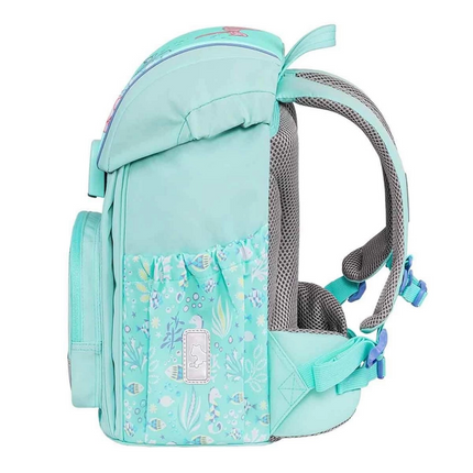 Green School Bag with Mermaid Tail Pattern