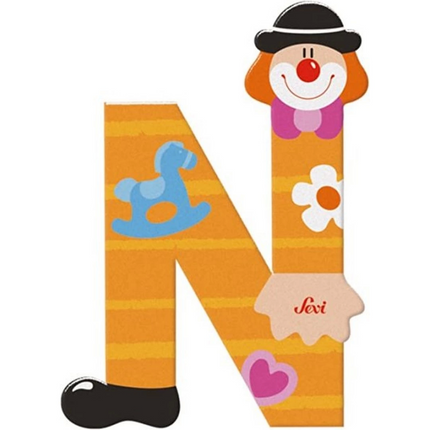 Clown Wooden Letter N