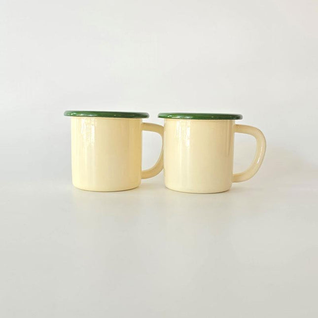 Enamel Small Mug, Cream Mouth, Green