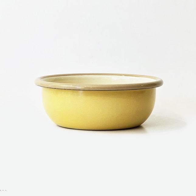 Enamel 12 cm Bowl Yellow Cord Beige