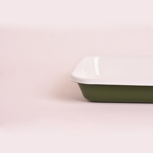 Enamel Appetizer Plate Light Green 27 x 19 cm