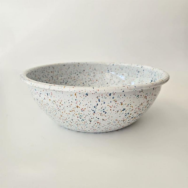 Enamel Bowl 26 cm Sprinkled Pattern White