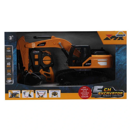 1/18 Uzaktan Kumandalı Sesli ve Işıklı Ekskavatör F/F