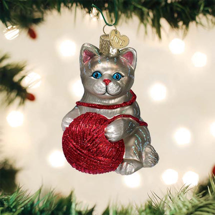 Gray Playful Kitten Ornament