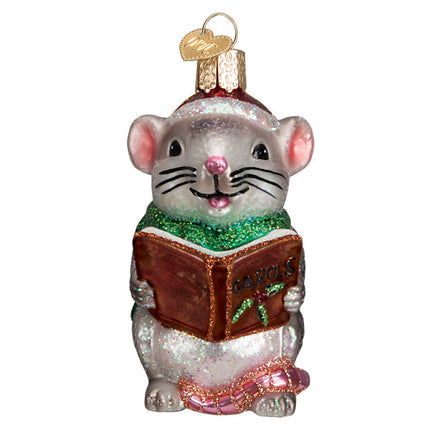 Gray Caroling Mouse Ornament