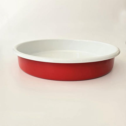 Enamel Round Baking Tray Red