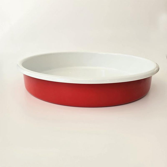 Enamel Round Baking Tray Red