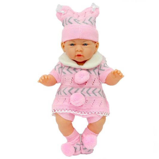 Newborn Baby Azra in Pink and Gray Dress