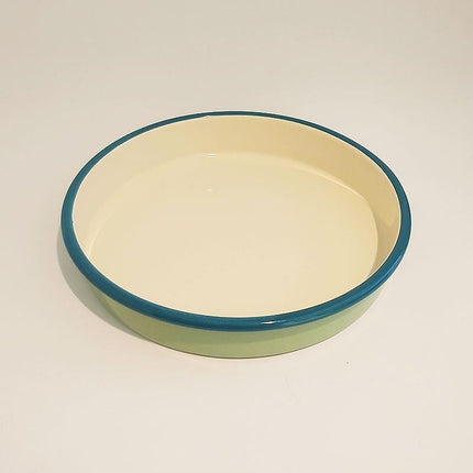 Enamel Round Baking Tray Nile Green Cream