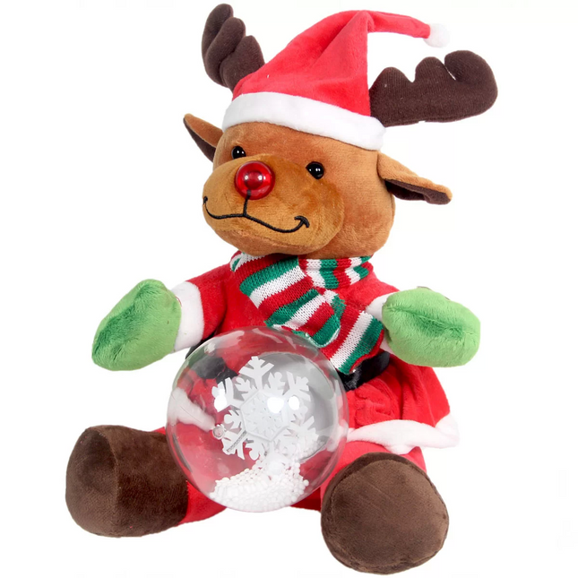 Christmas Snow Globe Battery Operated Plush Reindeer