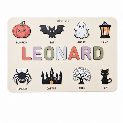 Kişiye Özel İsimli Ahşap Halloween Puzzle - Cadılar Bayramı Temalı Eğitici Yapboz