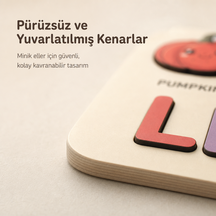 Kişiye Özel İsimli Ahşap Halloween Puzzle - Cadılar Bayramı Temalı Eğitici Yapboz