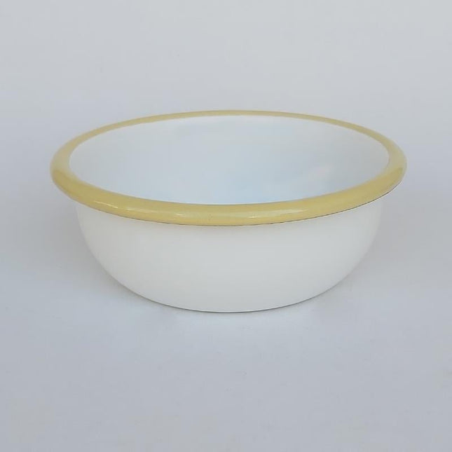 Enamel 12 cm Bowl White Cord Yellow