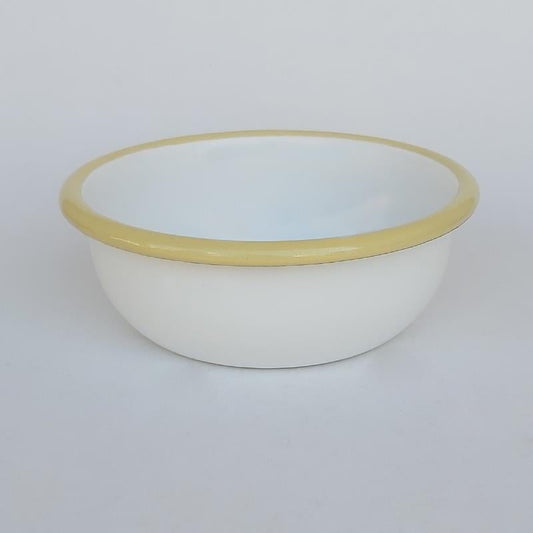 Enamel 12 cm Bowl White Cord Yellow